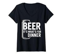 Femme Beer It's What's For Dinner - Citation amusante pour les amateurs de bière T-Shirt avec Col en V