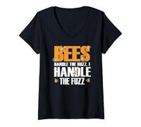 Femme Bees Handle The Buzz I Handle The Fuzz T-Shirt avec Col en V