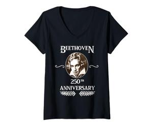 Femme Beethoven 2020 - 250 ans - Idée cadeau Beethoven T-Shirt avec Col en V