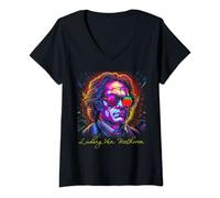 Femme Beethoven Composteur de musique classique Lecteur de piano T-Shirt avec Col en V