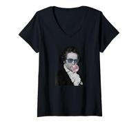 Femme Beethoven Souffle Une Bulle de Chewing-Gum Rose T-Shirt avec Col en V