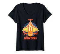 Femme Beetle Juice, C'est Showtime Carnival Circus T-Shirt avec Col en V