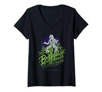 Femme Beetlejuice Faded T-Shirt avec Col en V