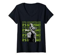 Femme Beetlejuice It's Showtime Repeat T-Shirt avec Col en V