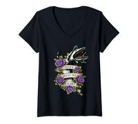 Femme Beetlejuice Never Trust The Living Tattoo Sandworm T-Shirt avec Col en V