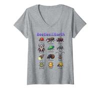 Femme Beetles of The Earth Adorable Insecte Kawaii Bugs T-Shirt avec Col en V