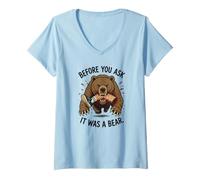 Femme Before You Ask It Was A Bear Funny Leg Amputé T-Shirt avec Col en V