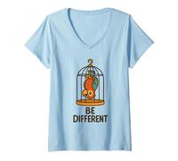 Femme Being Different Fun Sweet Autism Acceptances Perroquet Oiseau T-Shirt avec Col en V