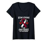 Femme Being Strong is The Only Choice Ruban de Sensibilisation au Cancer buccal T-Shirt avec Col en V
