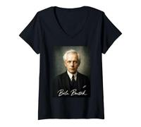 Femme Bela Bartok Compositeur Pianiste T-Shirt avec Col en V