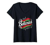 Femme Belarus National Colors Belarusian Flag Pride T-Shirt avec Col en V