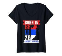 Femme Belizean Pride Born in Belize Loud by Nature T-Shirt avec Col en V