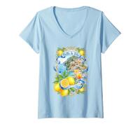 Femme Bella La Vita, œuvre Italienne Capri au Citron, Souvenir de la côte amalfitaine T-Shirt avec Col en V