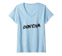 Femme Belle Devise Noire Don Cha T-Shirt avec Col en V