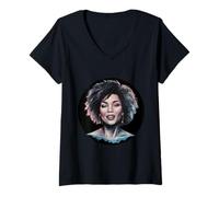 Femme Belle femme noire T-Shirt avec Col en V
