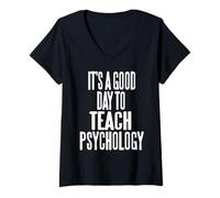 Femme Belle Journée pour Enseigner La Psychologie Enseignant T-Shirt avec Col en V
