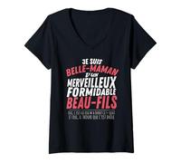 Femme Belle Maman Et Beau Fils Idee Cadeau Genre Et Belle Mere T-Shirt avec Col en V