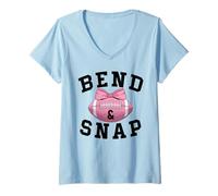 Femme Bend and Snap Football Game Day Coquette Pink Football Bow T-Shirt avec Col en V