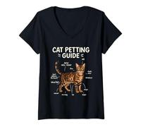 Femme Bengal Cat Petting Guide Funny Cat Lover (en Anglais) T-Shirt avec Col en V