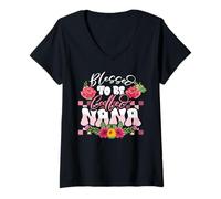Femme Béni d'être appelé la fête des mères grand-mère nana T-Shirt avec Col en V