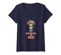 Femme Bénie de beauté et de Rage, Maman ménopausée de Sassy Sugar Skull T-Shirt avec Col en V