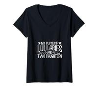 Femme Berceuses pour Deux Filles T-Shirt avec Col en V