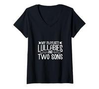 Femme Berceuses pour Deux Fils T-Shirt avec Col en V