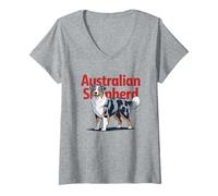 Femme Berger Australien Bleu Merle propriétaire Australien T-Shirt avec Col en V
