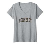 Femme Berkeley California CA Design Sportif Vintage T-Shirt avec Col en V