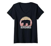 Femme Berkshires Ours rétro T-Shirt avec Col en V