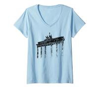 Femme Berlin Porte de Brandebourg Vintage Skyline J'aime Allemagne T-Shirt avec Col en V