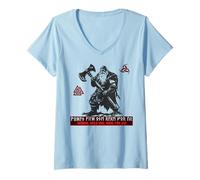 Femme Berserker Wotan Odin Germains Futhark Runes Vikings Fonte T-Shirt avec Col en V