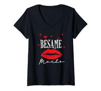 Femme Besame Mucho-Dia de San Cadeau de Saint Valentin T-Shirt avec Col en V