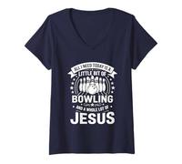 Femme Besoin de Bowling et de Jésus pour Les chrétiens et Les T-Shirt avec Col en V