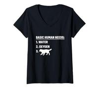 Femme Besoins Humains fondamentaux Chien drôle T-Shirt avec Col en V