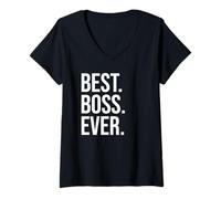 Femme Best Boss Award That Says Best Boss Ever Sign,Funny Boss Men T-Shirt avec Col en V