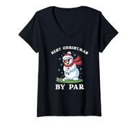 Femme Best Christmas by par Funny Snowman Golfing Christmas Golfeur T-Shirt avec Col en V