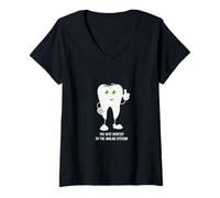 Femme Best Dentist in The Molar System Funny Tooth Pun Joke Citation T-Shirt avec Col en V