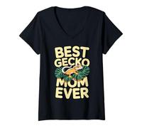 Femme Best Gecko Mom Lilly White Morph Lizard Crête Reptile T-Shirt avec Col en V