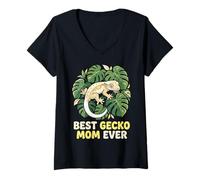 Femme Best Gecko Mom Lilly White Morph Lizard Crête Reptile T-Shirt avec Col en V