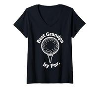Femme Best Grandpa by par Funny Golf Grandpa Design rétro T-Shirt avec Col en V