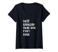 Femme Best Karelian Bear Dog Mom Ever Chien d'ours de Carélie T-Shirt avec Col en V