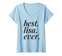 Femme Best Lisa Ever Nom personnalisé Femme Fille BFF Friend T-Shirt avec Col en V