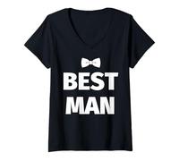 Femme BEST MAN Bachelor Party Wedding T2 - T-Shirt avec Col en V