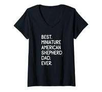 Femme Best Miniature American Shepherd Dad Ever Mini Aussie T-Shirt avec Col en V