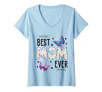 Femme Best Mom Ever Floral Butterfly Best Mother Ever T-Shirt avec Col en V