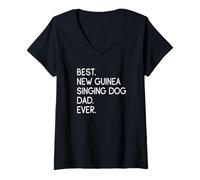 Femme Best New Guinea Singing Dog Dad Ever T-Shirt avec Col en V
