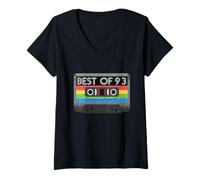 Femme Best of 93s 93s Years 93s Years 93s Party Retro Cassette T-Shirt avec Col en V