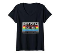 Femme Best of 94s 94s 94s Years 94s Years 94s Party Retro Cassette T-Shirt avec Col en V
