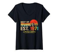 Femme Best Of Est 1971 Limited Edition Vintage Year 1971 Birthday T-Shirt avec Col en V